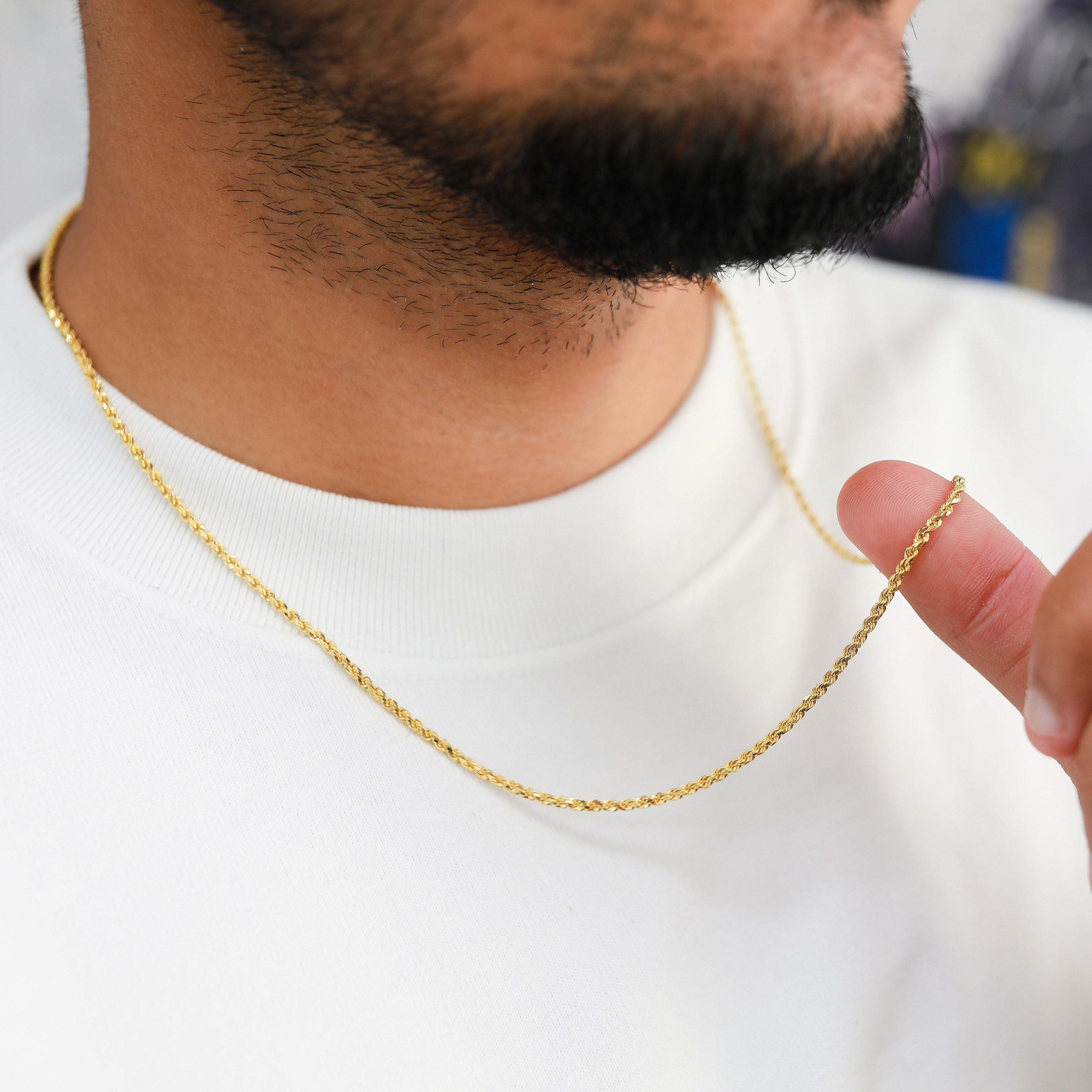 2mm 14K Solid Italian Gold Rope Chain