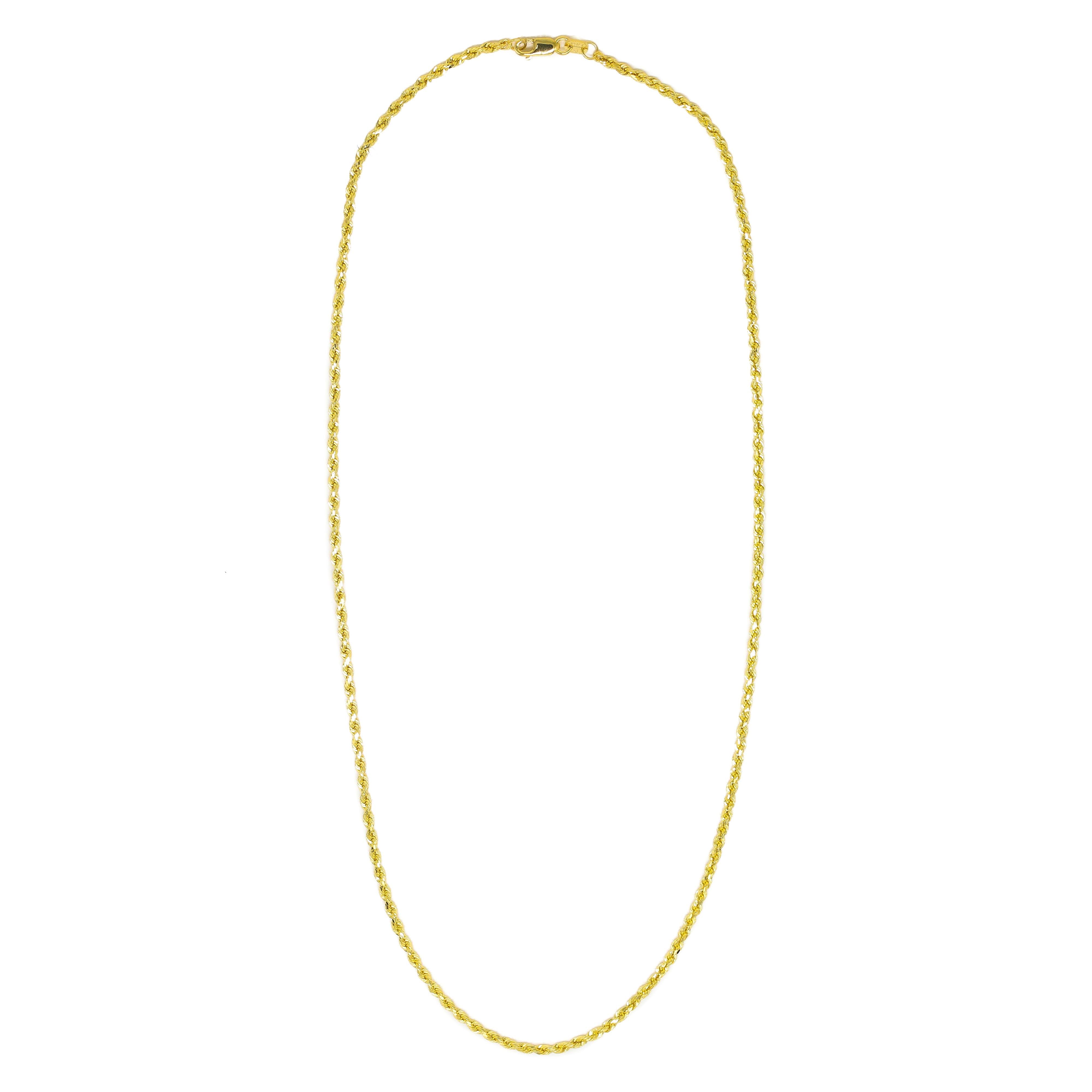 2mm 14K Solid Italian Gold Rope Chain