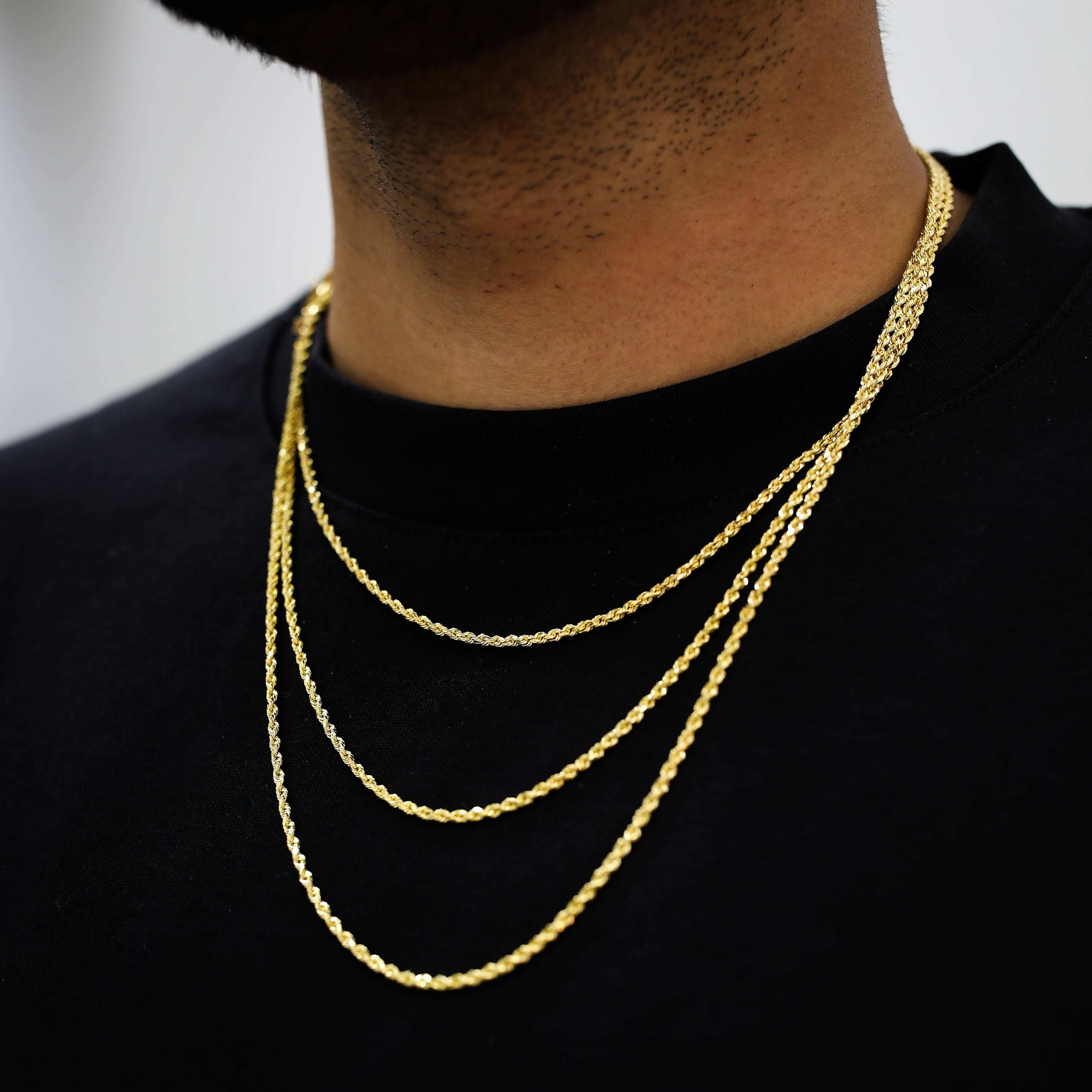 2mm 14K Solid Italian Gold Rope Chain