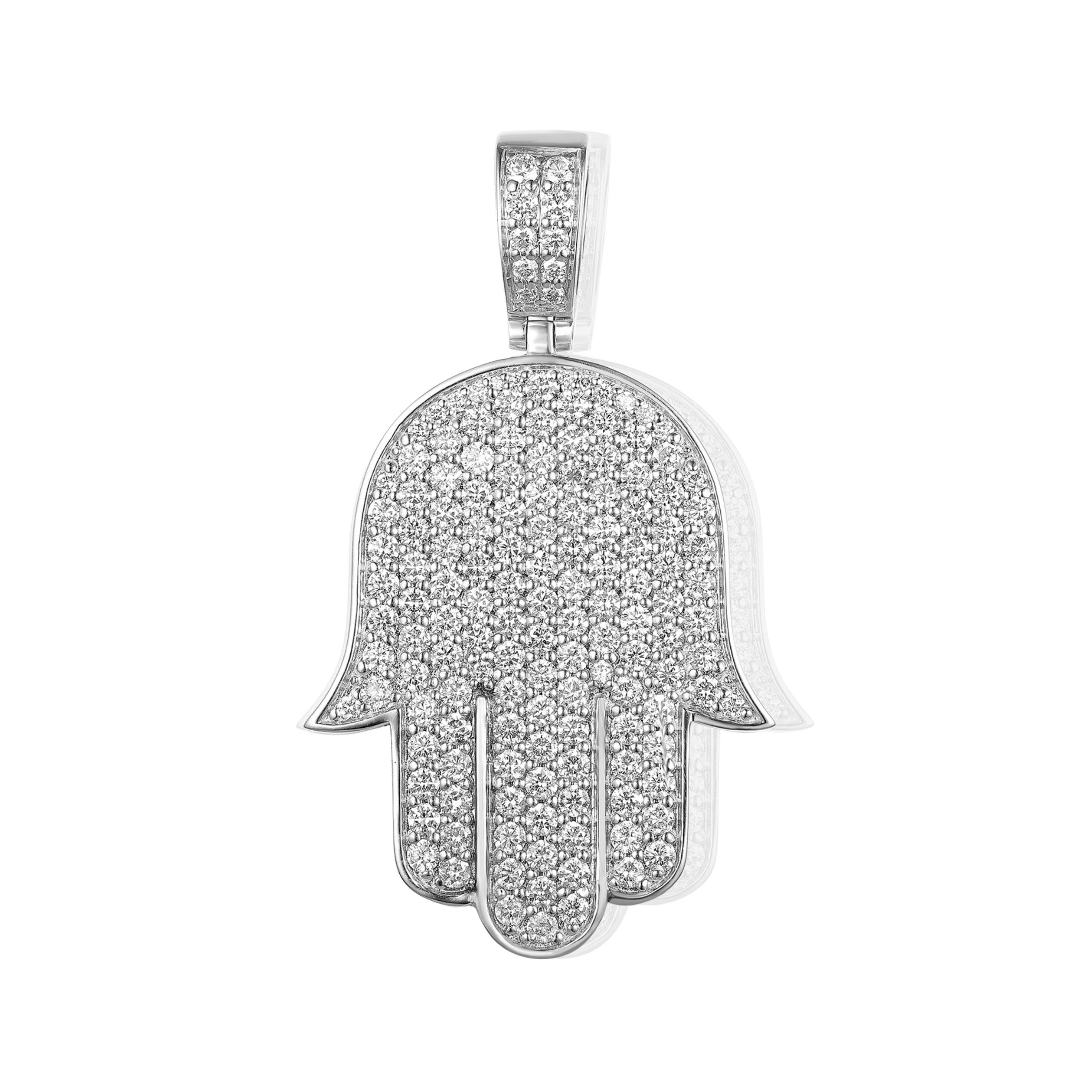 Diamond Flower Set Hamsa Pendant