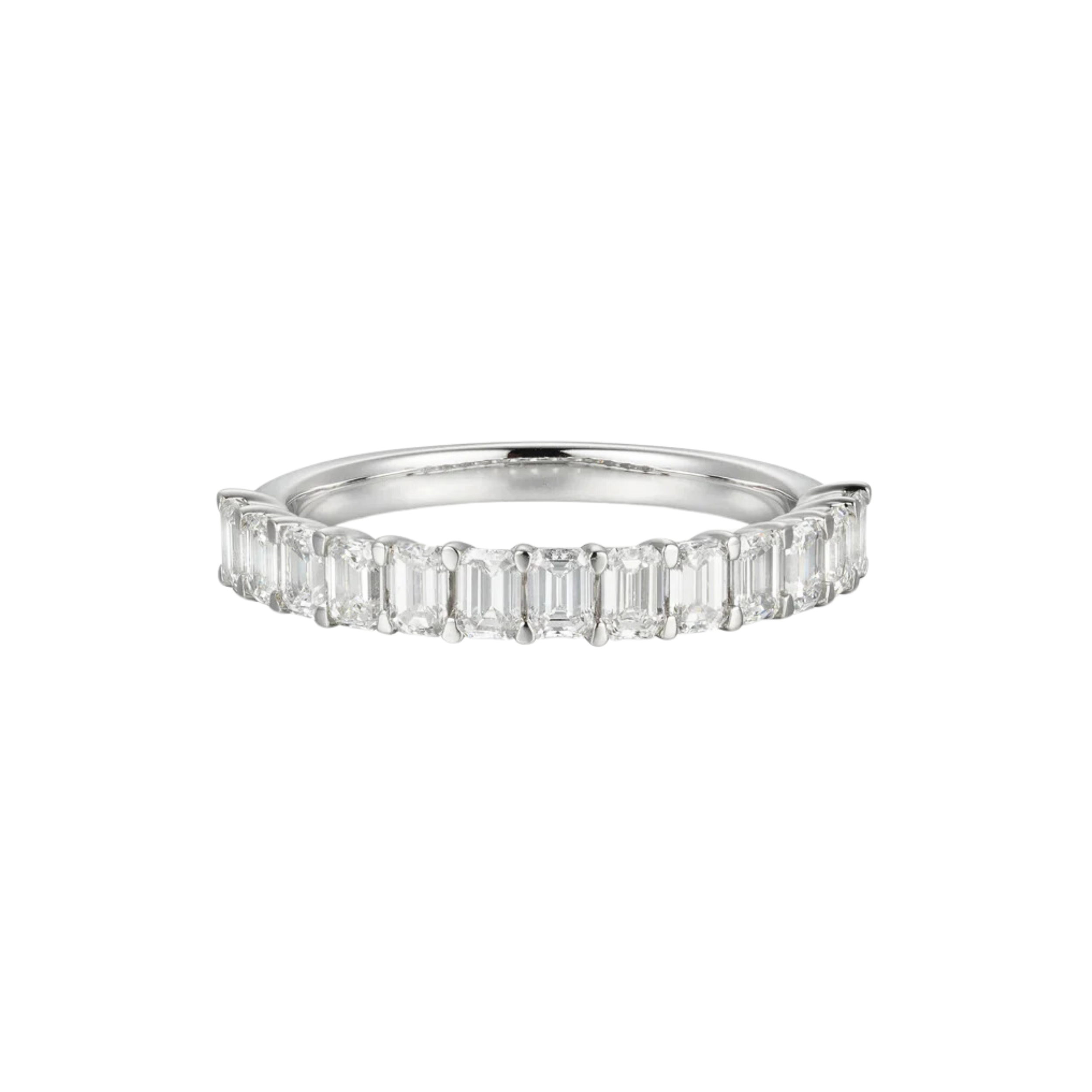 10 Pointer Emerald Cut Diamond Semi-Eternity Band