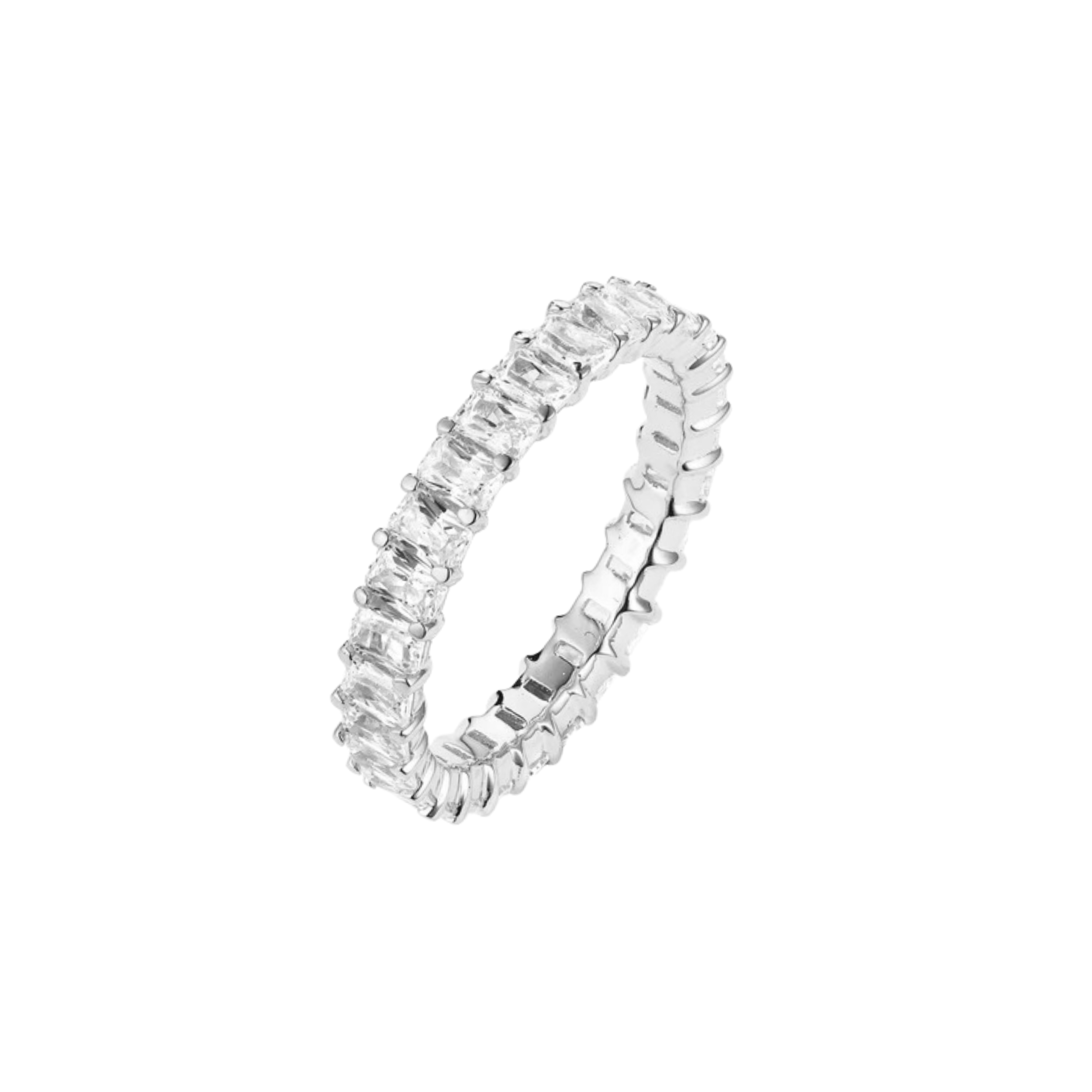 10 Pointer Emerald Cut Diamond Eternity Band