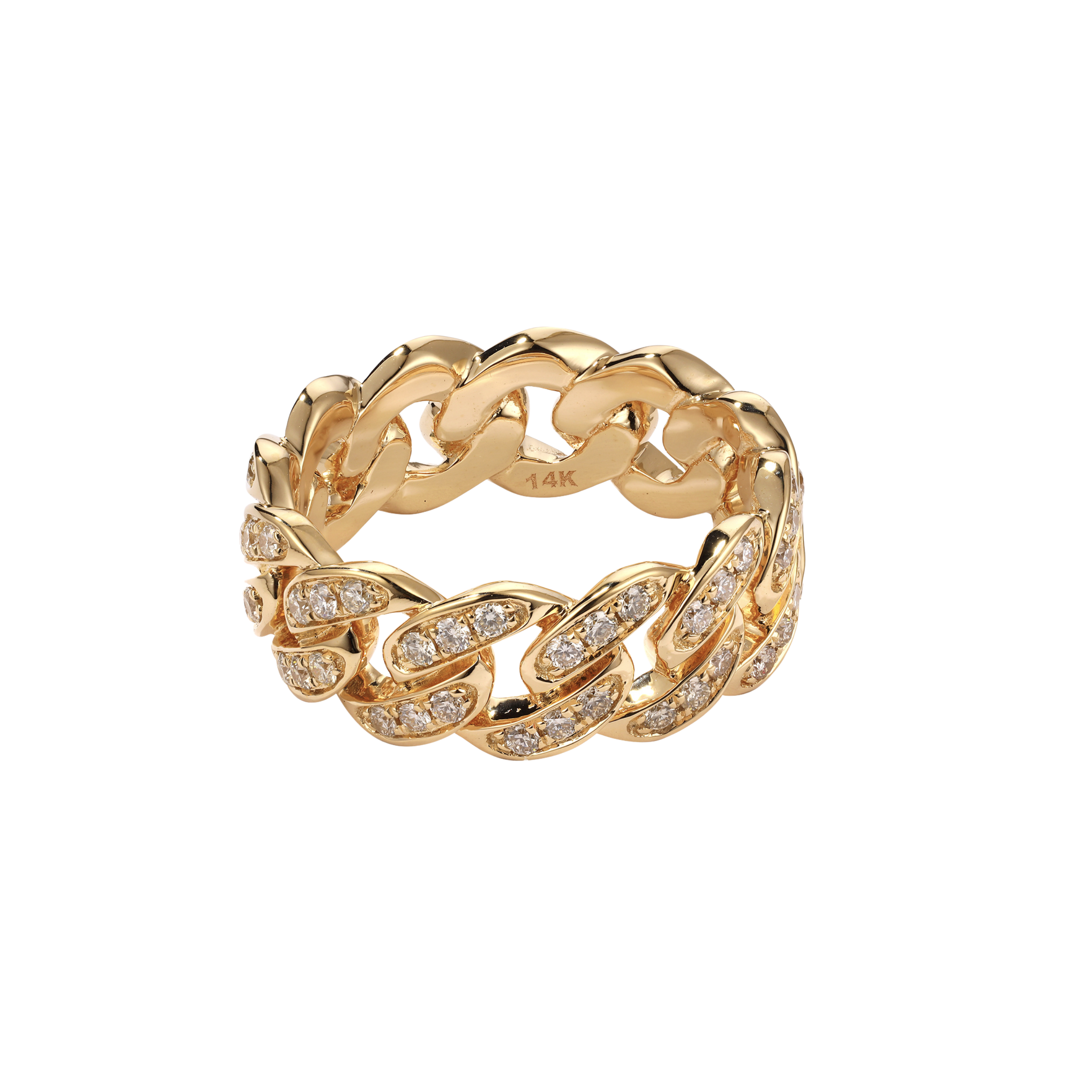 Iced Out Diamond Cuban Link Ring