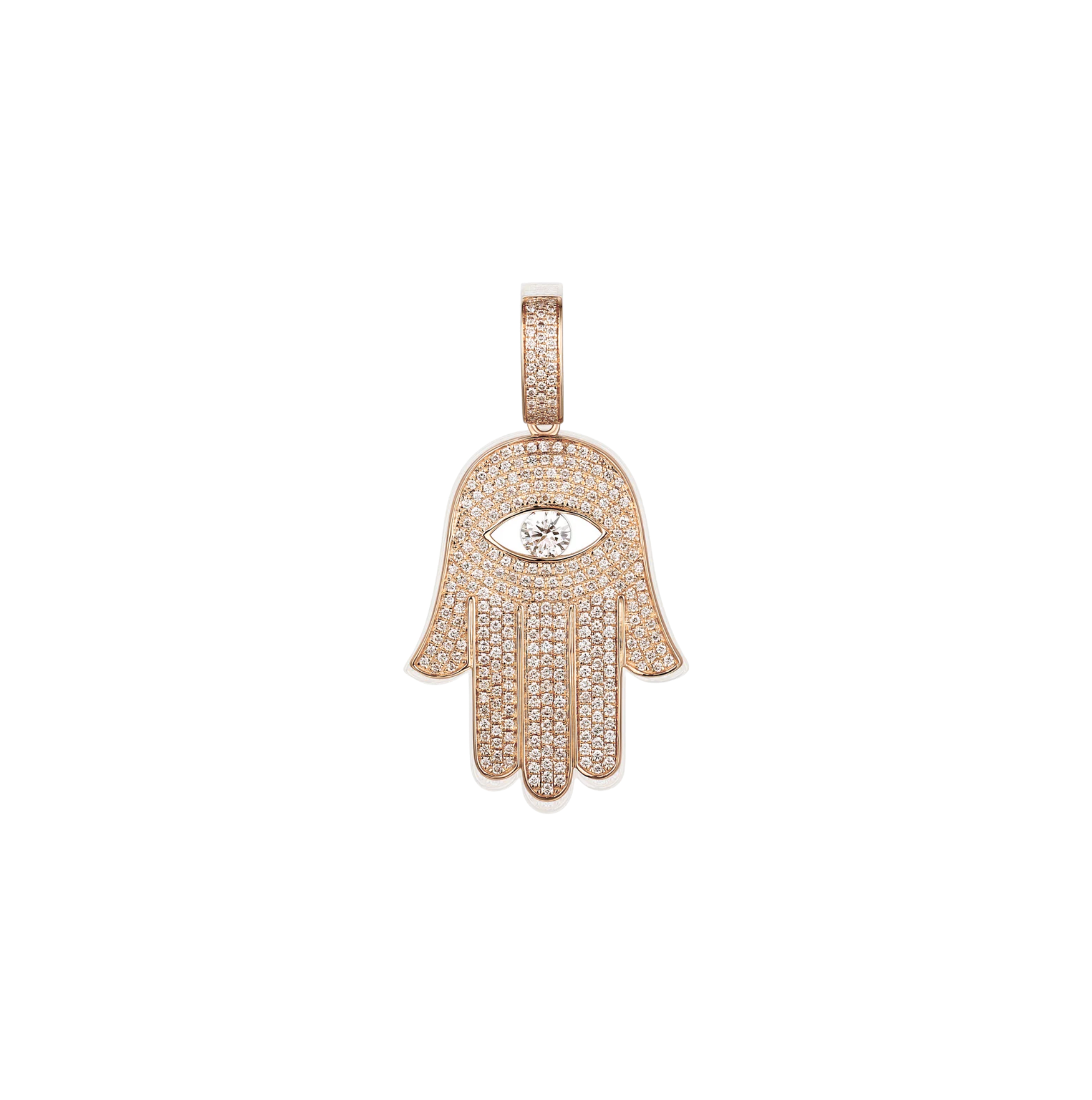 Evil Eye Diamond Hamsa Pendant