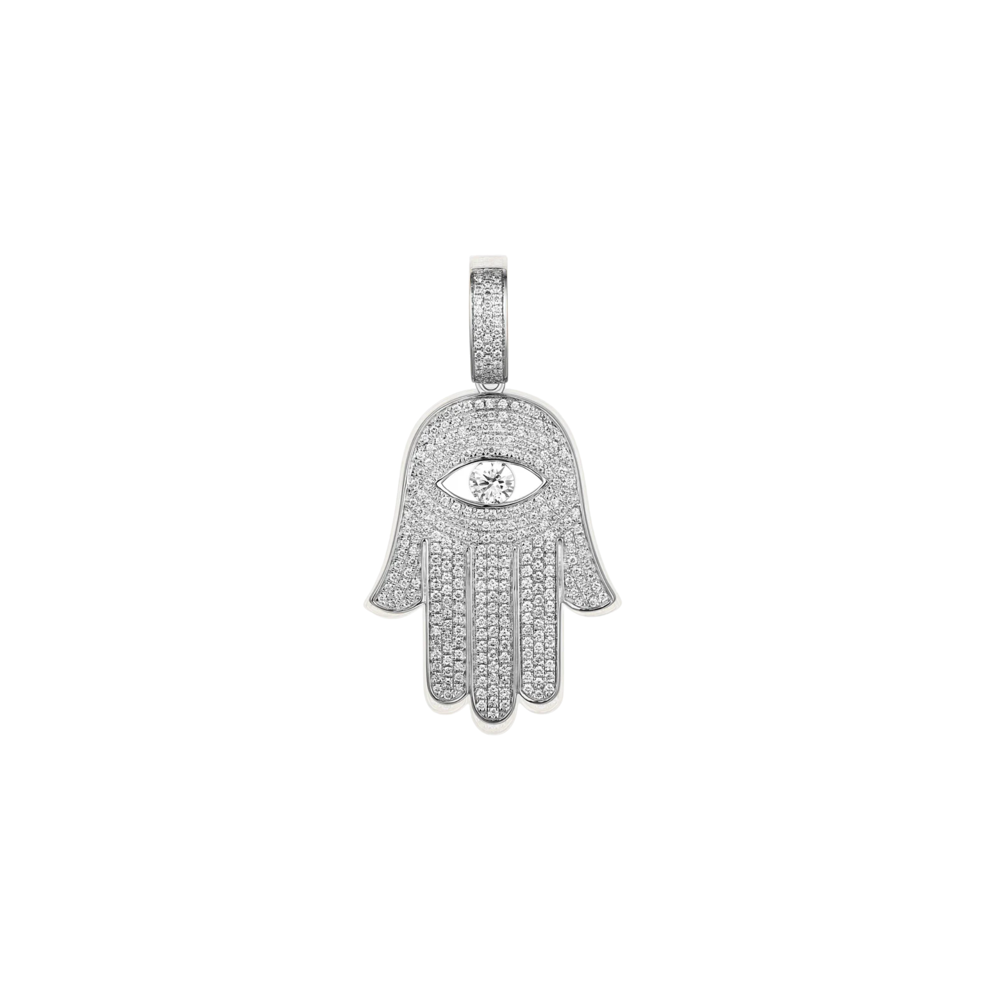 Evil Eye Diamond Hamsa Pendant