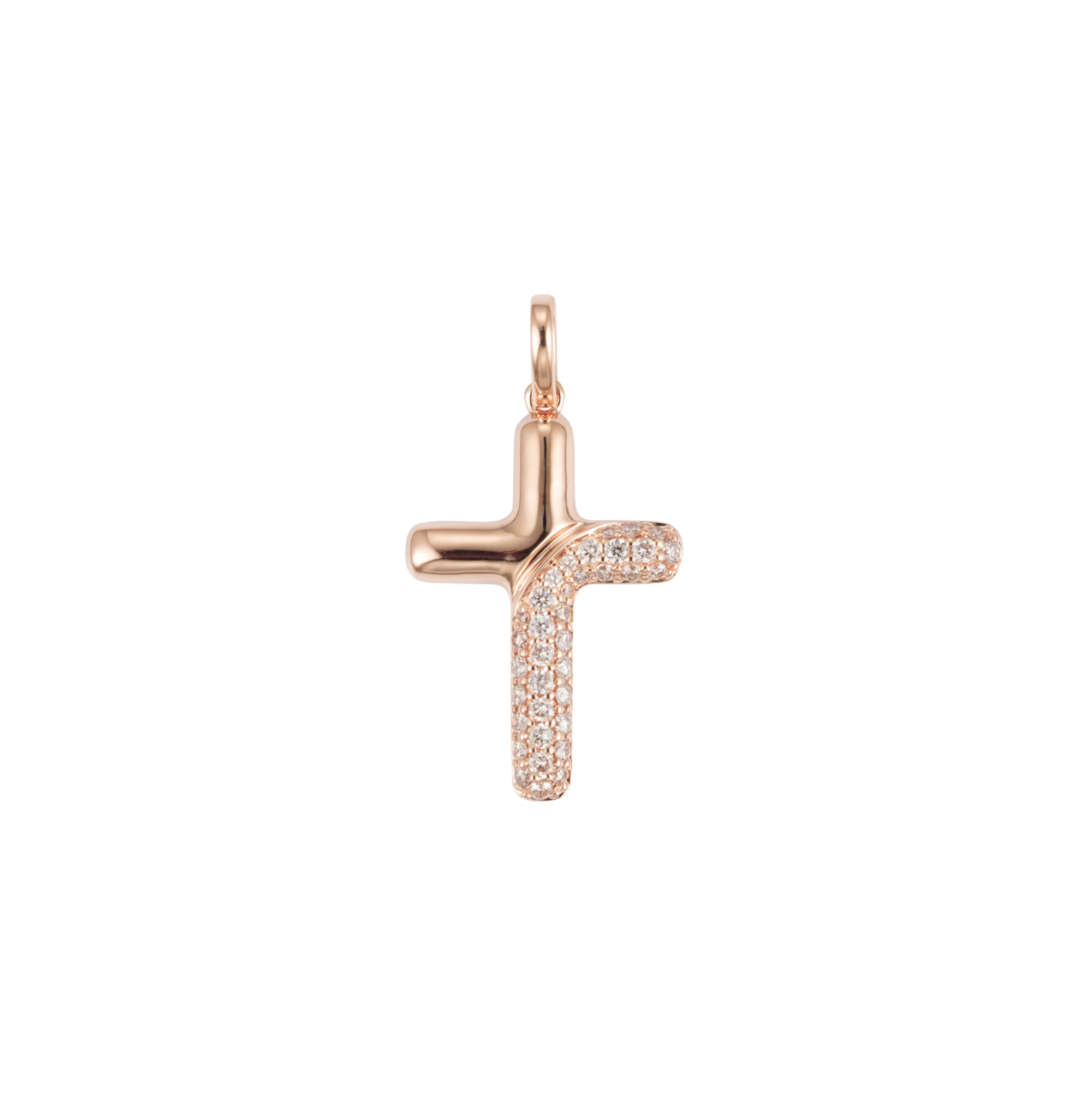 Soft Arc Diamond Cross Pendant