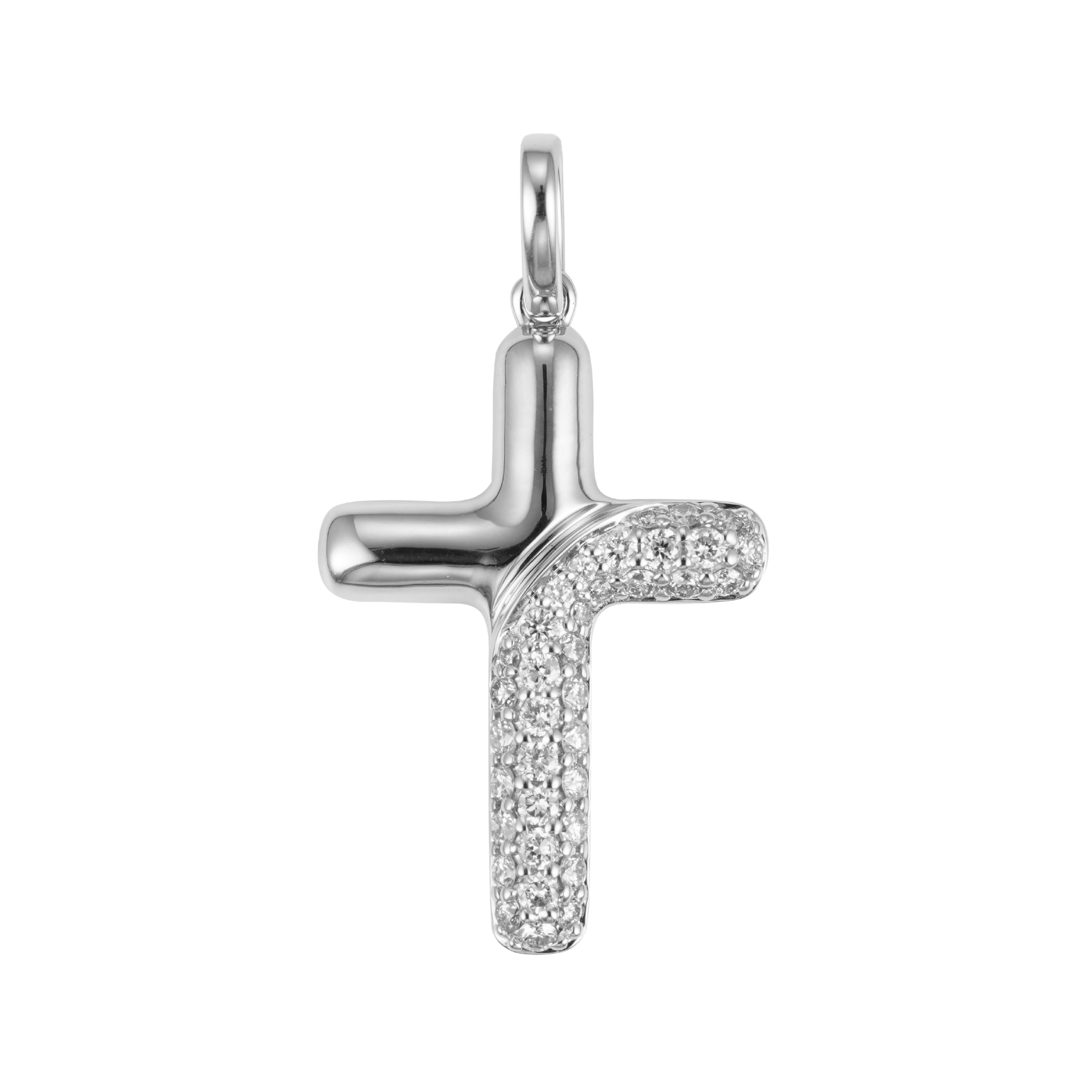 Soft Arc Diamond Cross Pendant