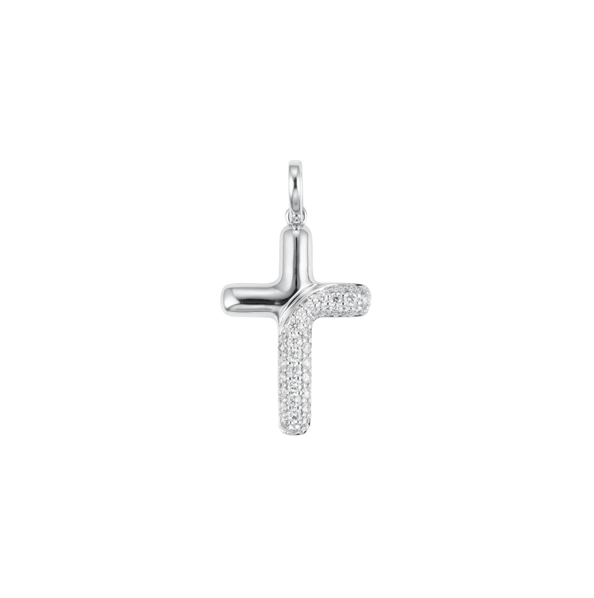 Soft Arc Diamond Cross Pendant