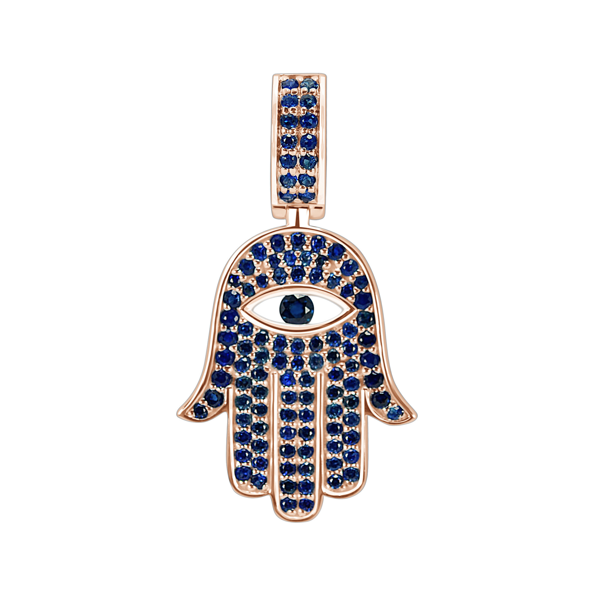 Pave Sapphire Hamsa Pendant