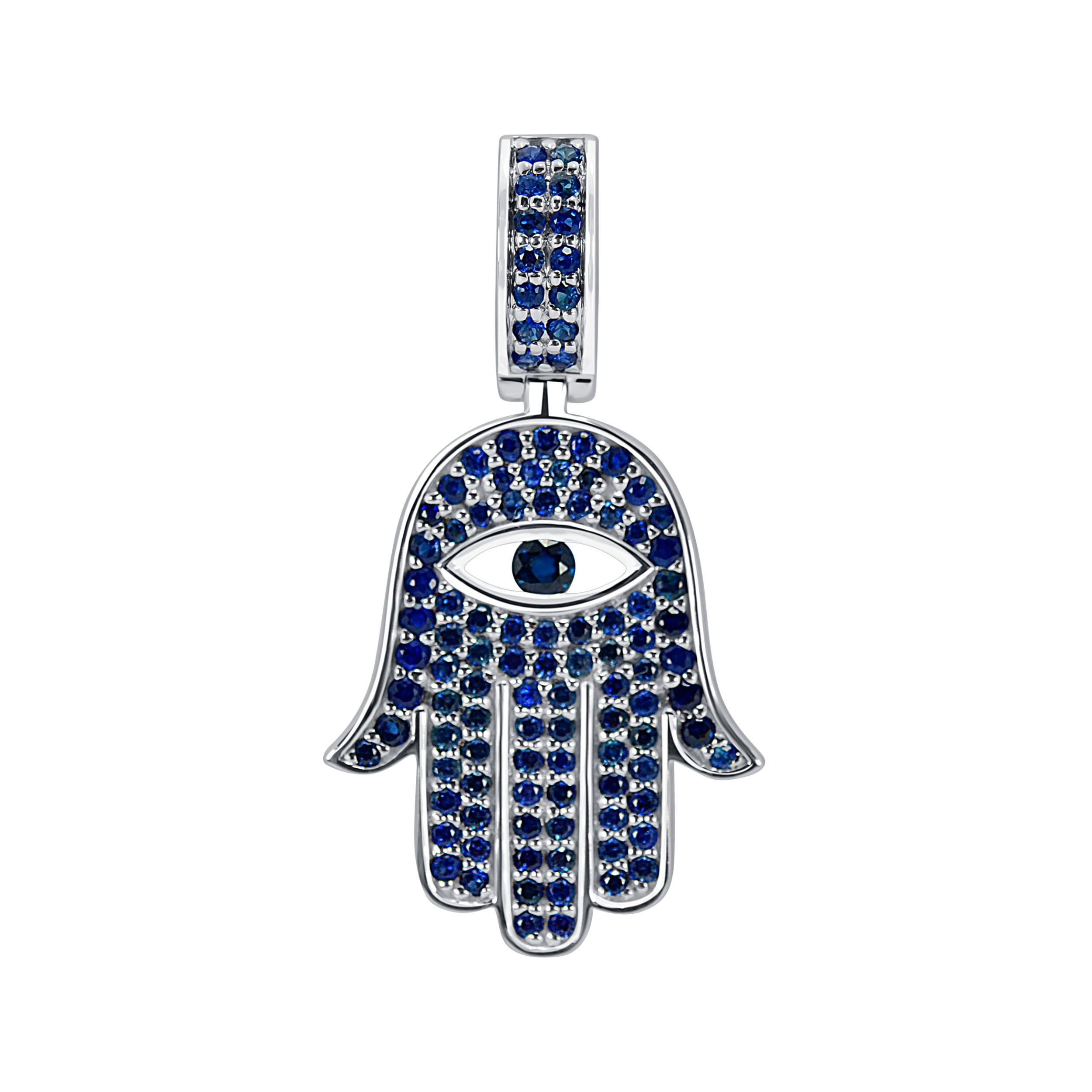 Pave Sapphire Hamsa Pendant