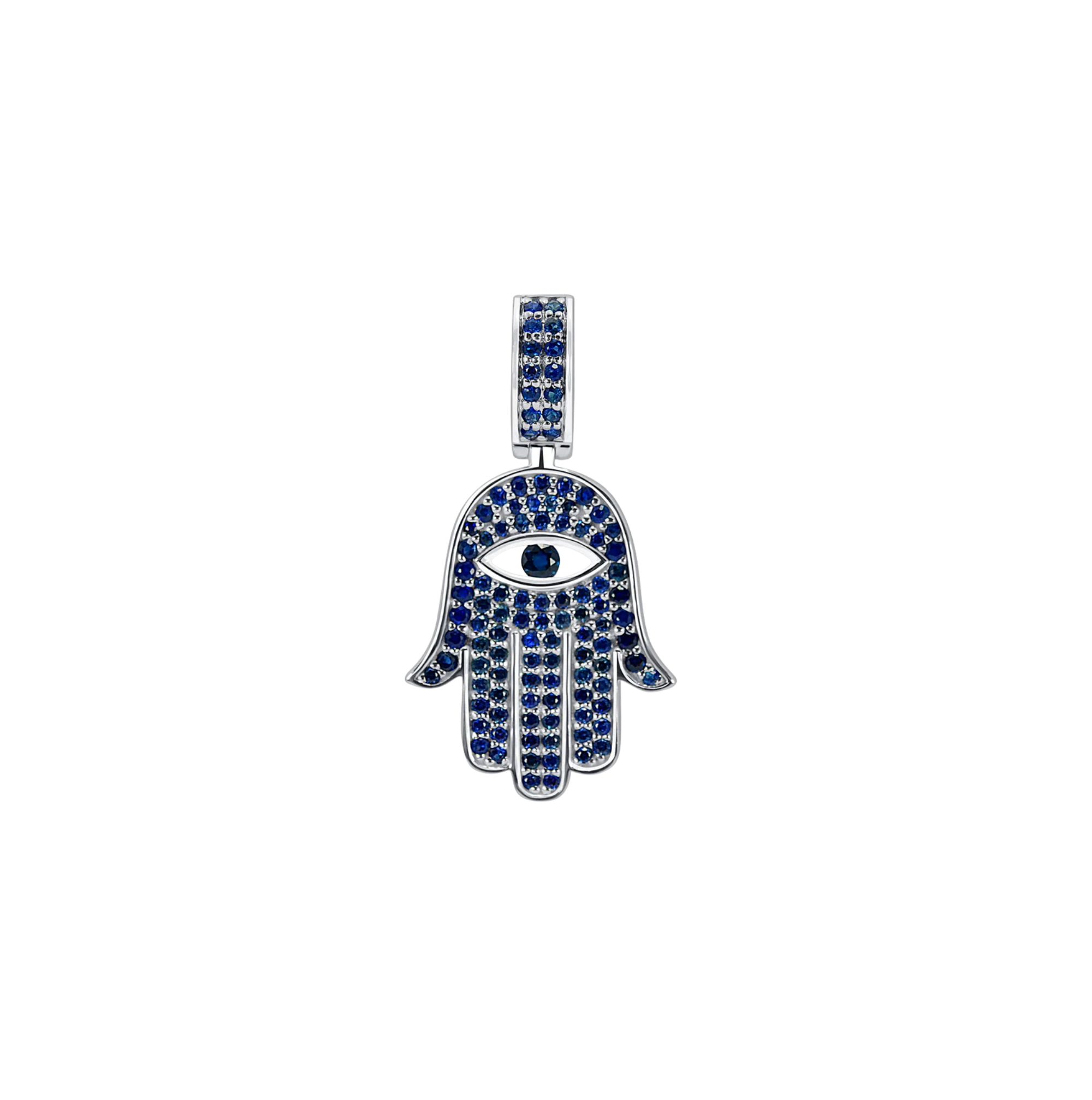 Pave Sapphire Hamsa Pendant