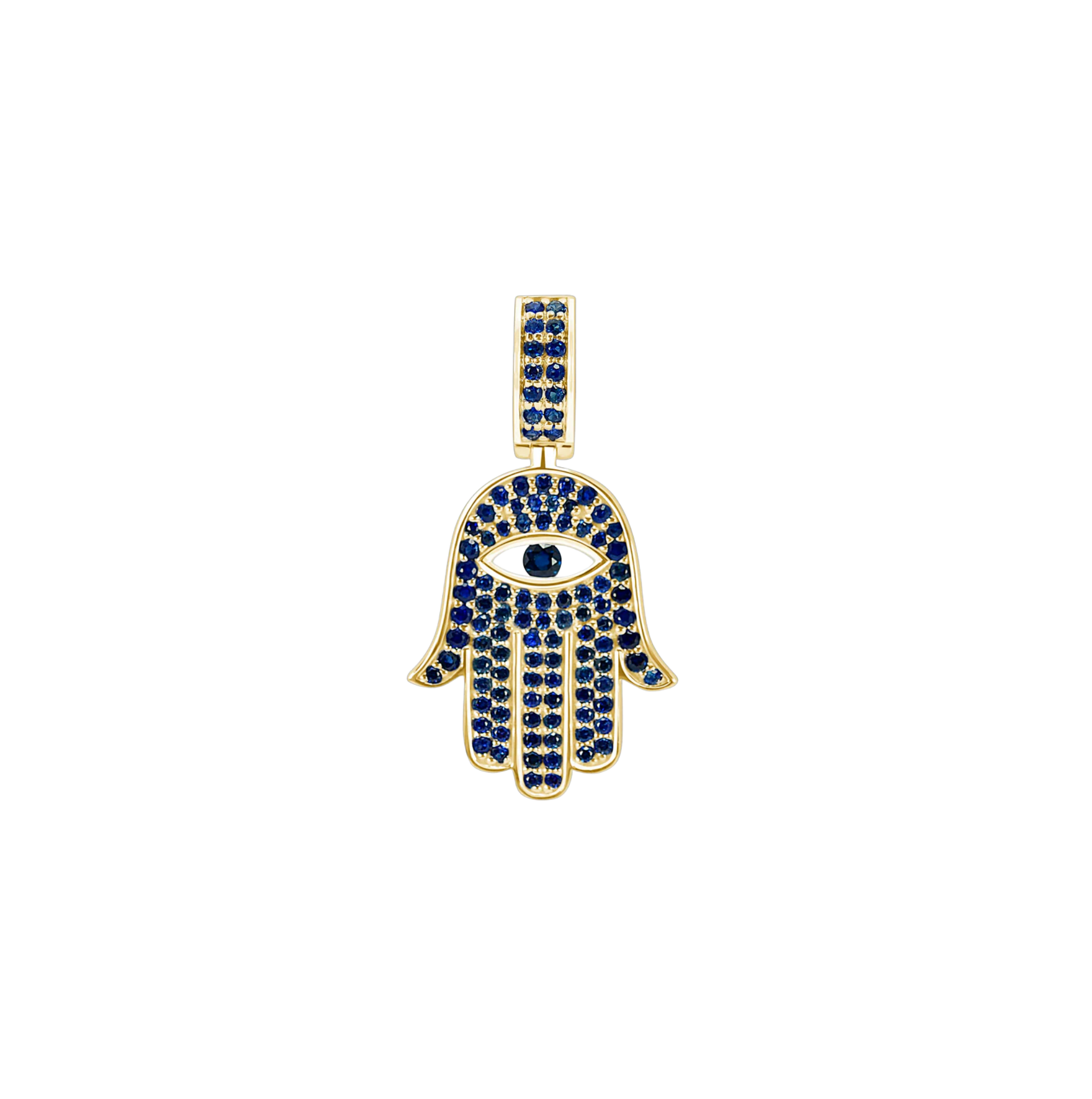 Pave Sapphire Hamsa Pendant