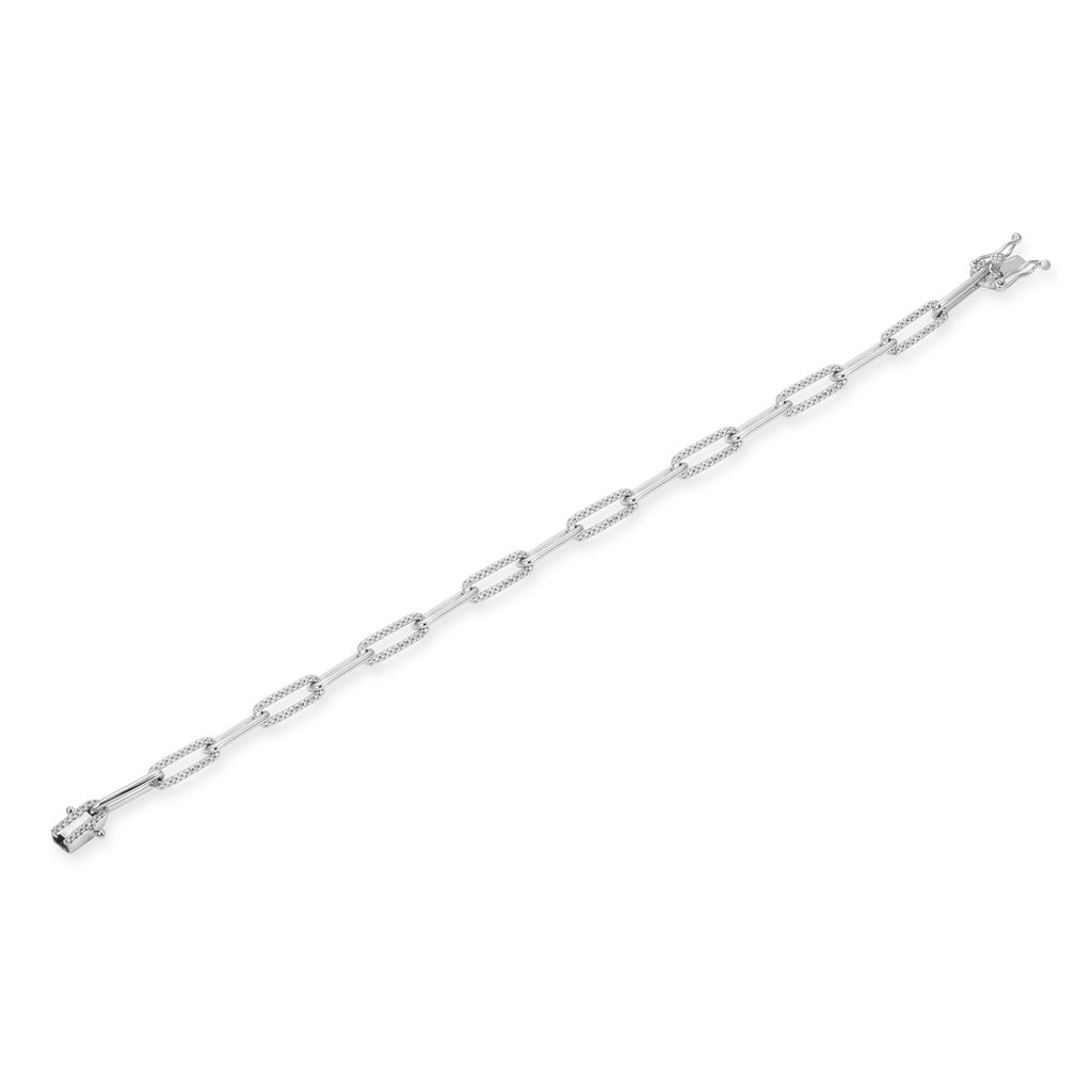 Alternating Diamond Paper-Clip Bracelet