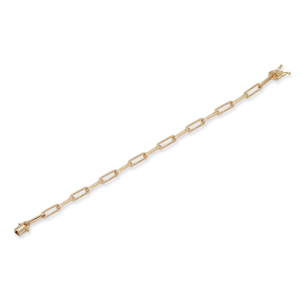 Alternating Diamond Paper-Clip Bracelet