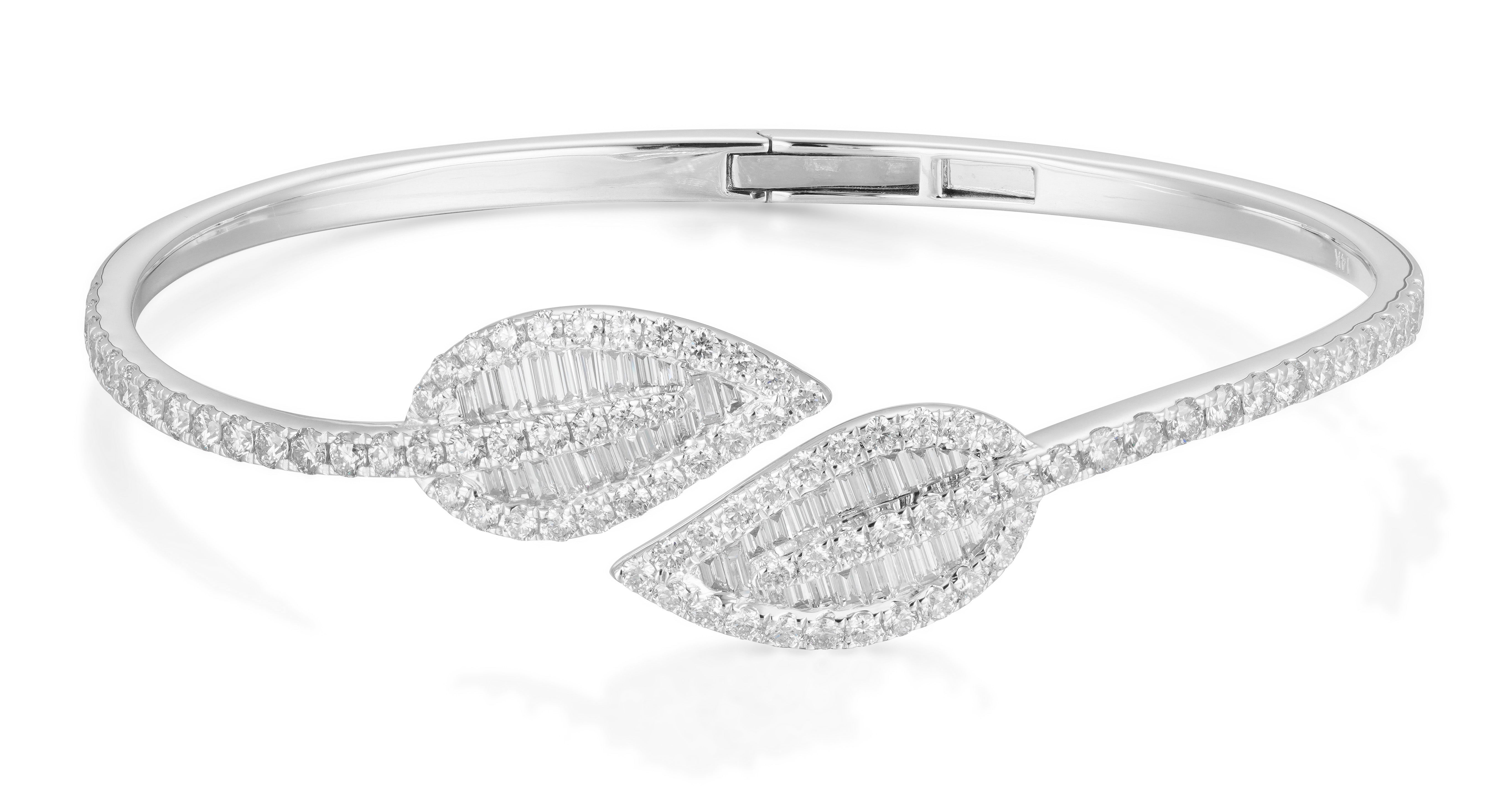 Twin Leaves Diamond Bangle