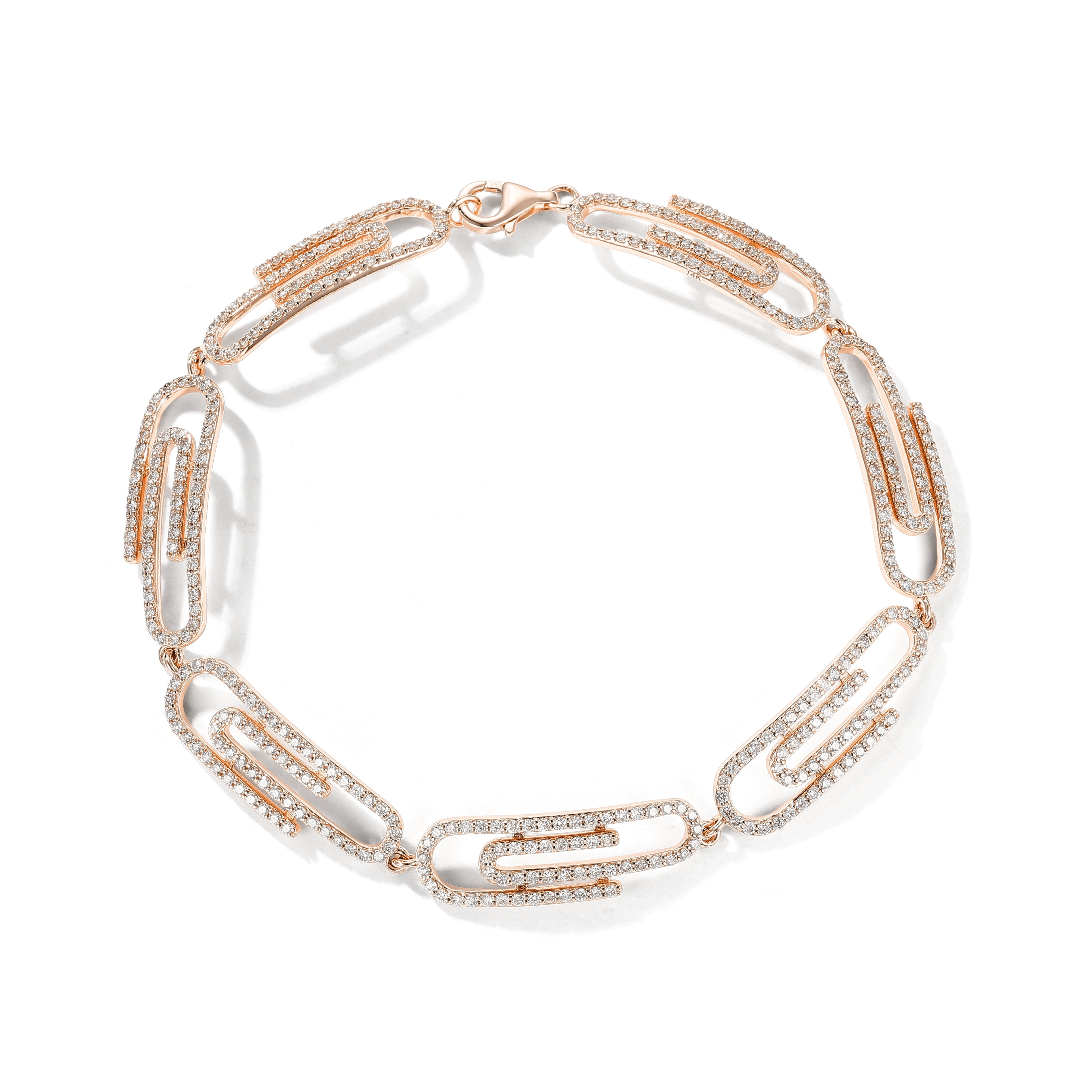 Rose Gold Signature Diamond Paperclip Bracelet