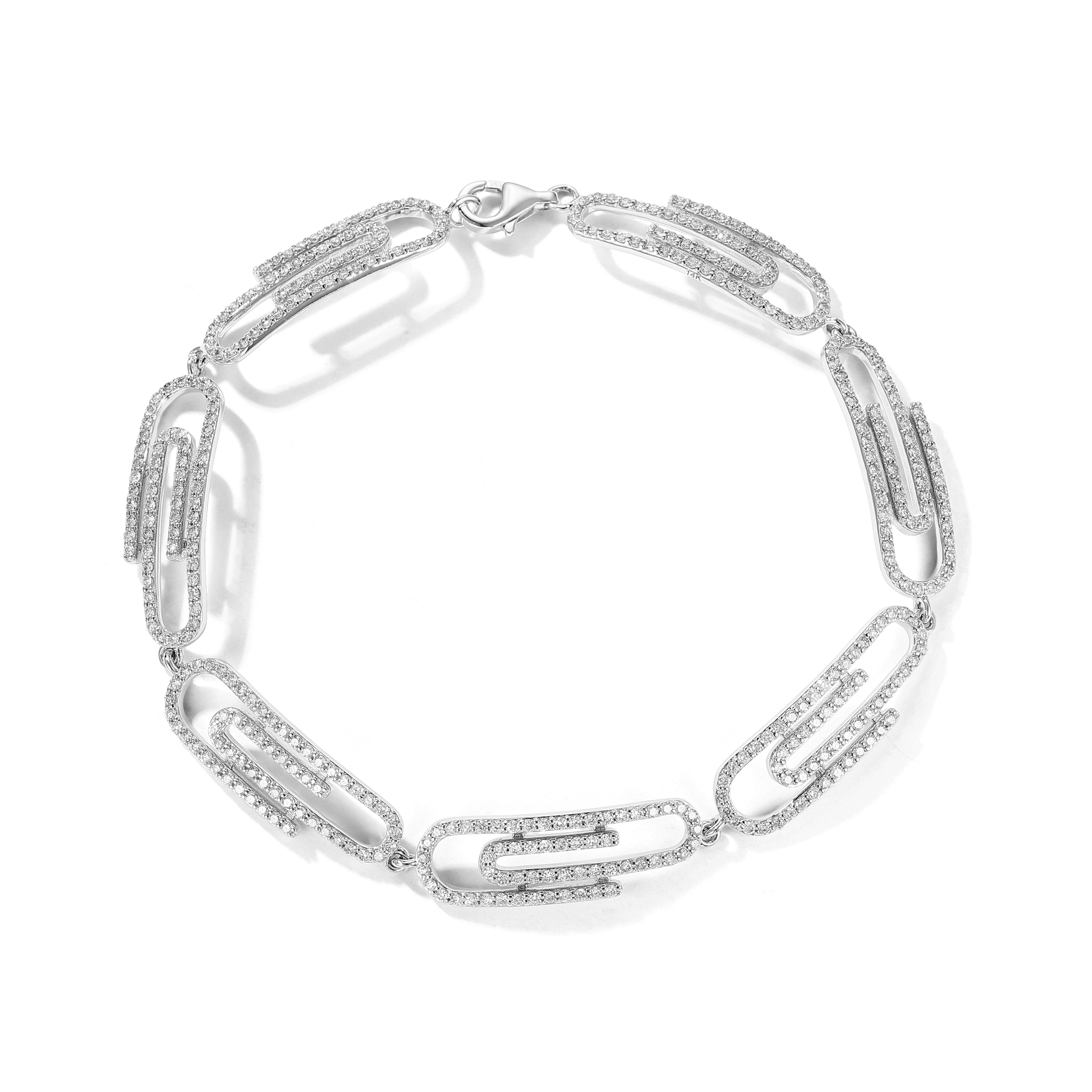 White Gold Signature Diamond Paperclip Bracelet