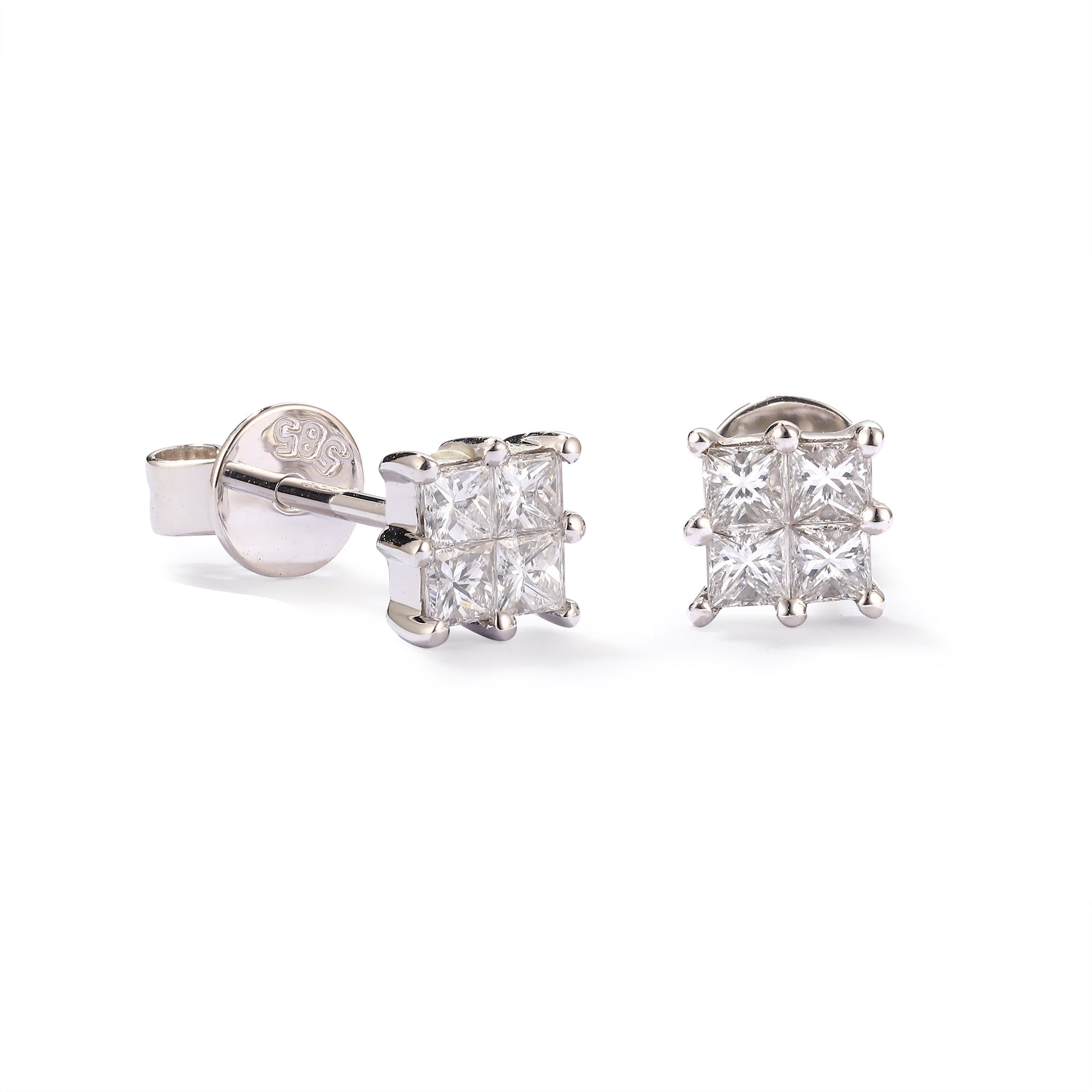 Classic Princess Cut Diamond Earrings