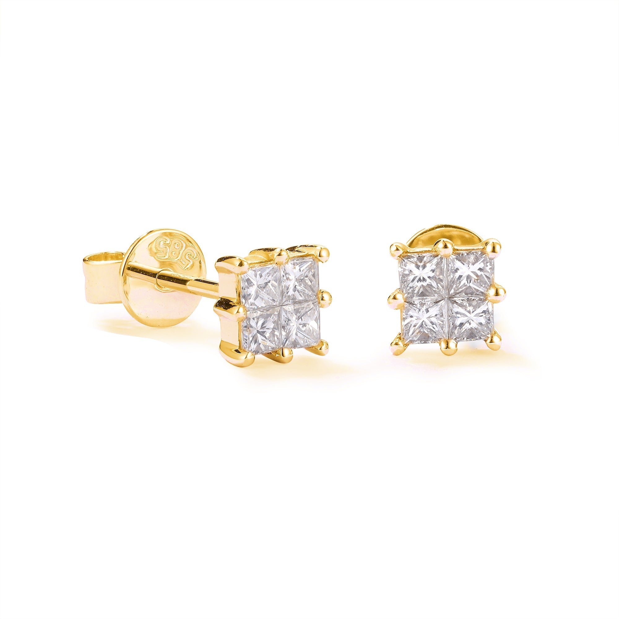 Classic Princess Cut Diamond Earrings