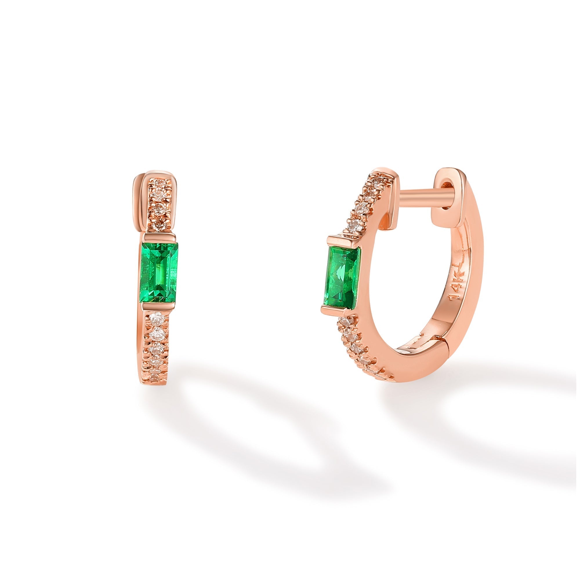 Emerald Eye Huggie Earrings