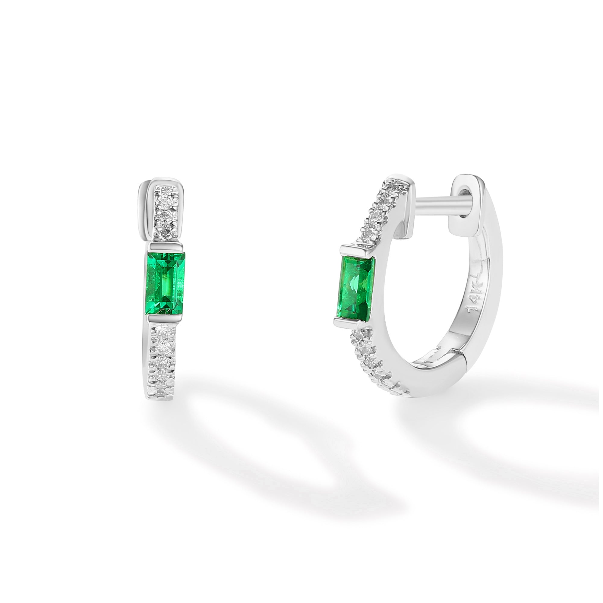 Emerald Eye Huggie Earrings