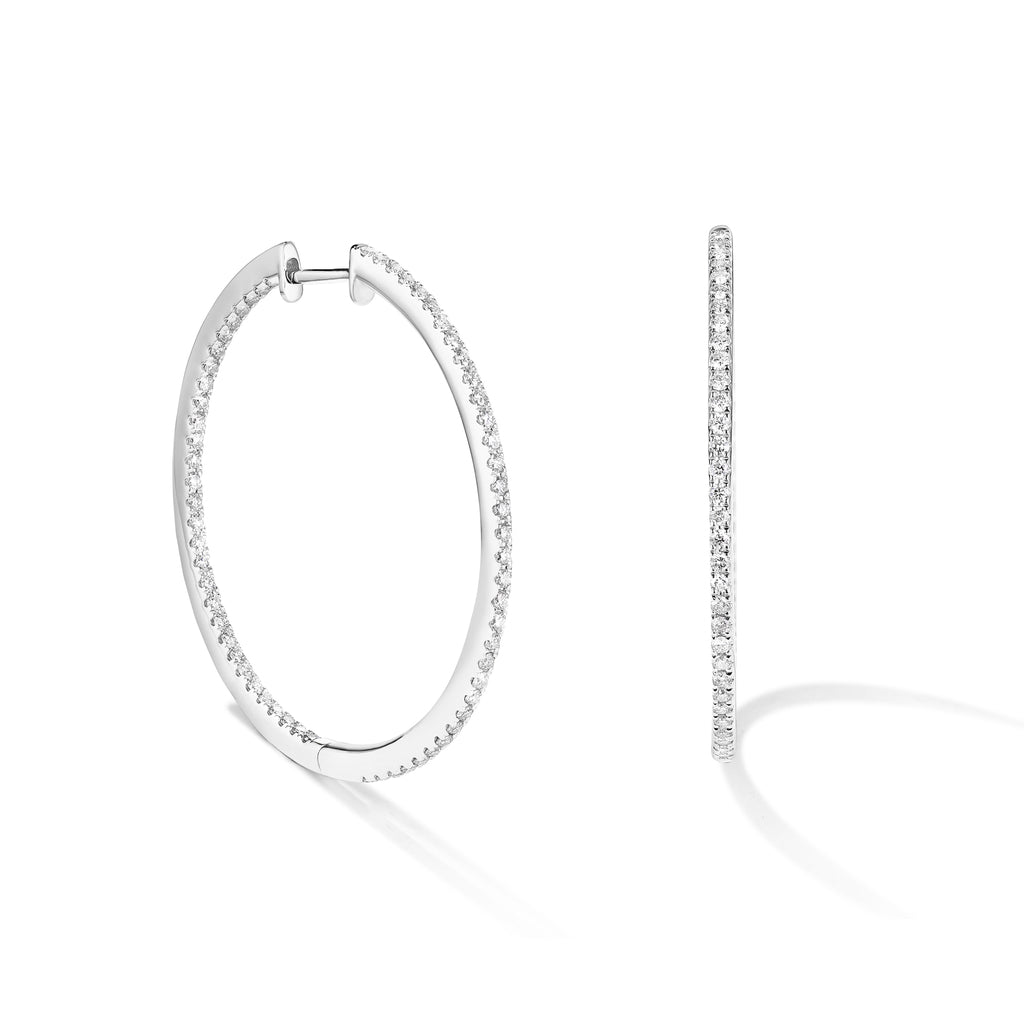 Diamond Halo Hoop Earrings