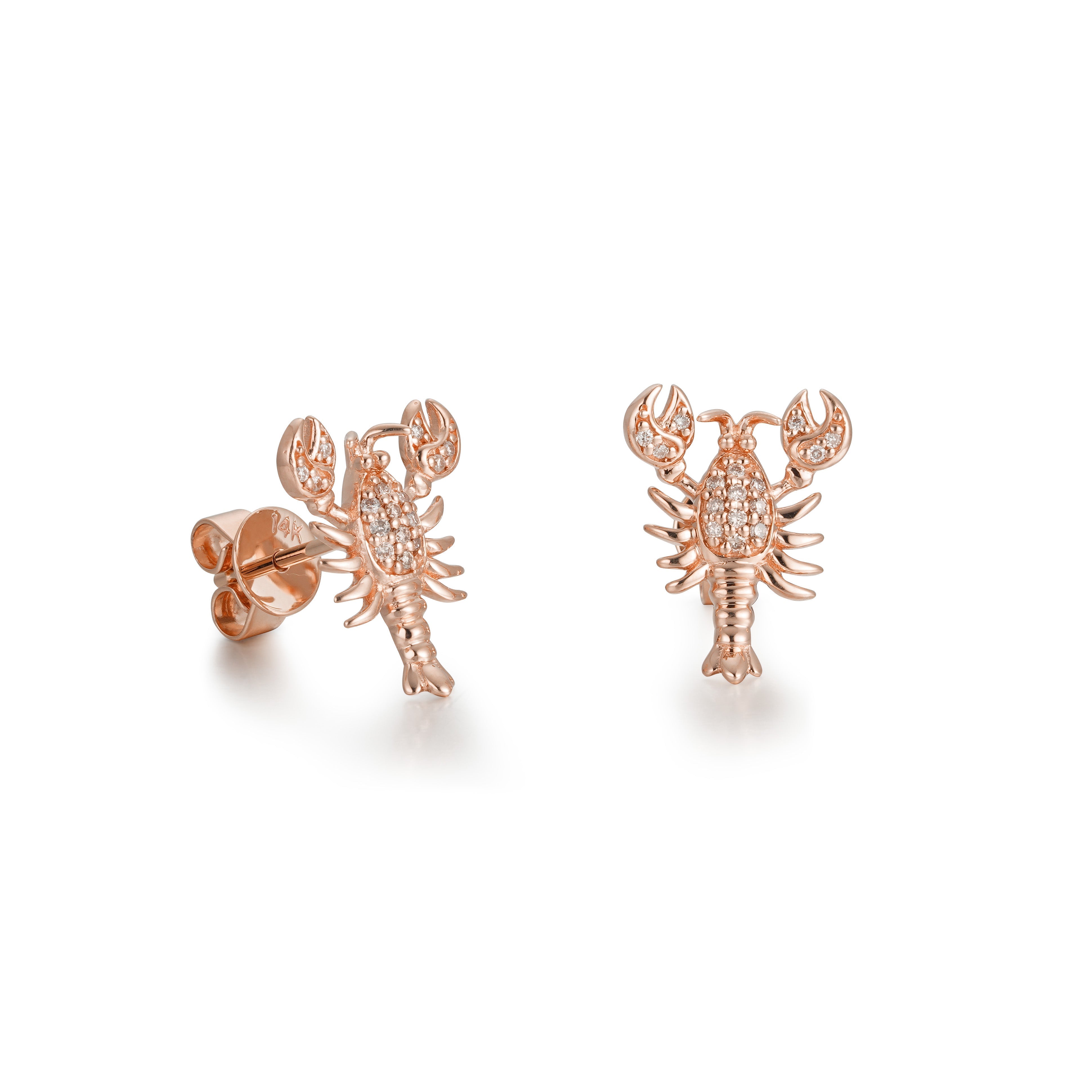 Diamond Lobster Stud Earrings