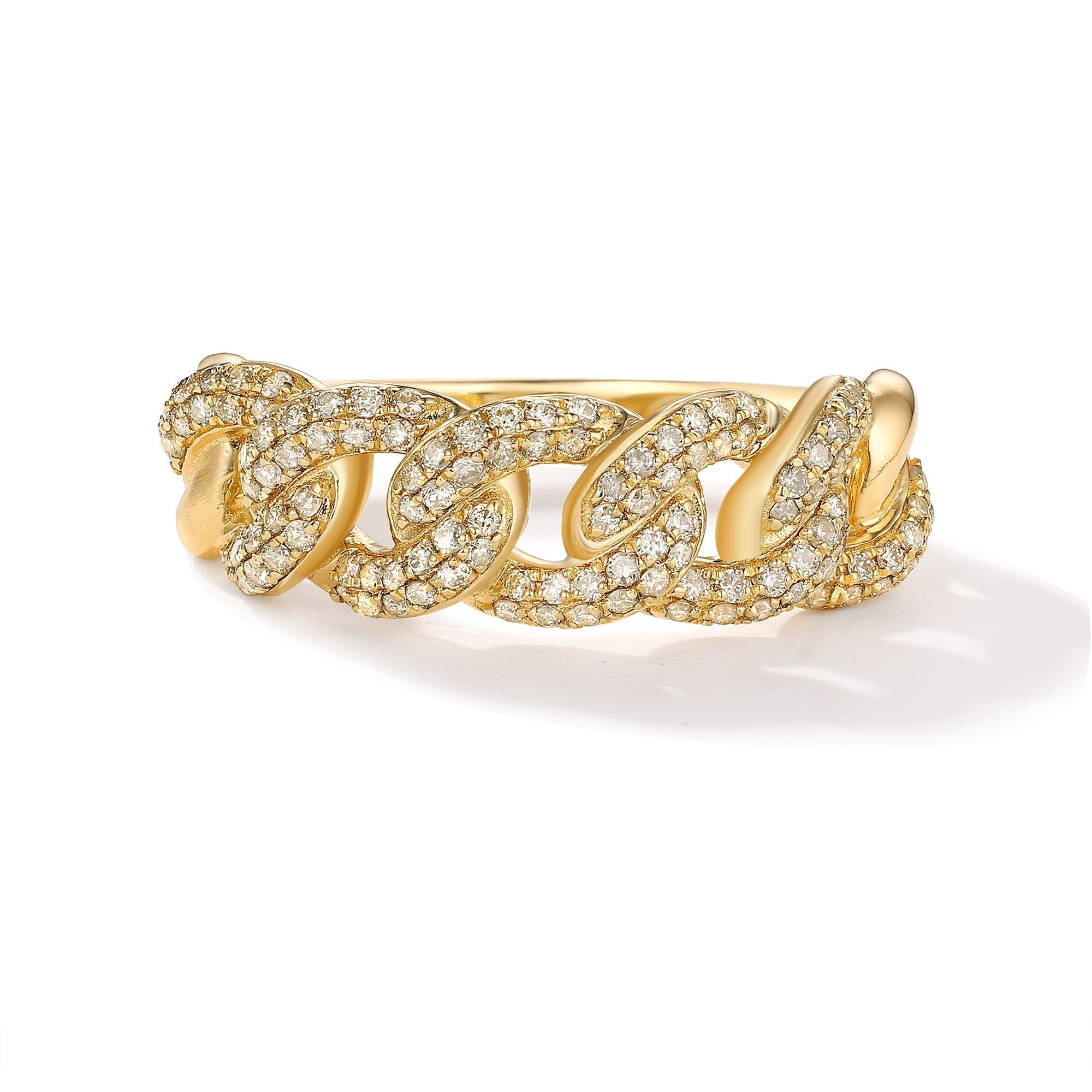 Diamond Curved Cuban Link Ring