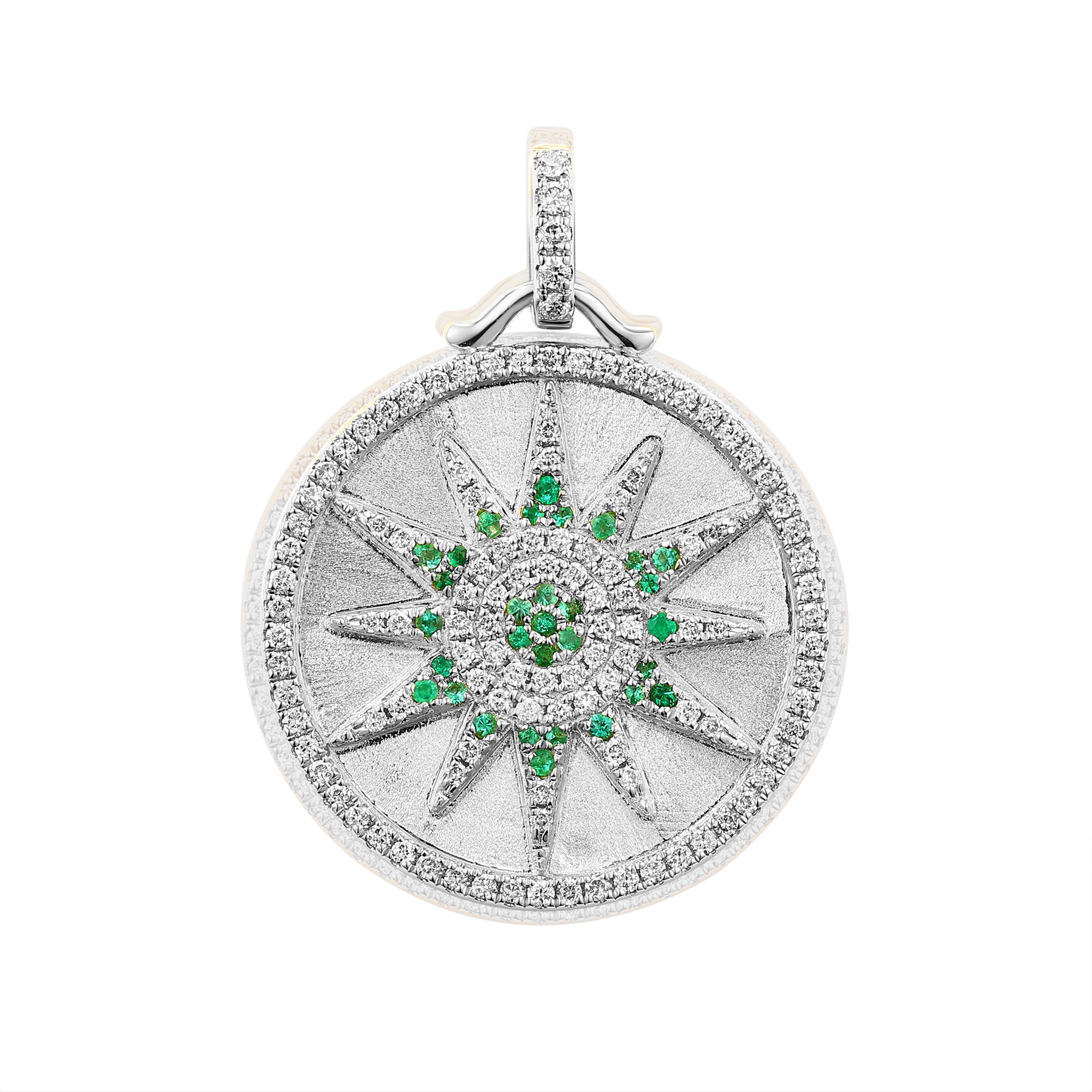 Starburst Emerald Diamond Pendant