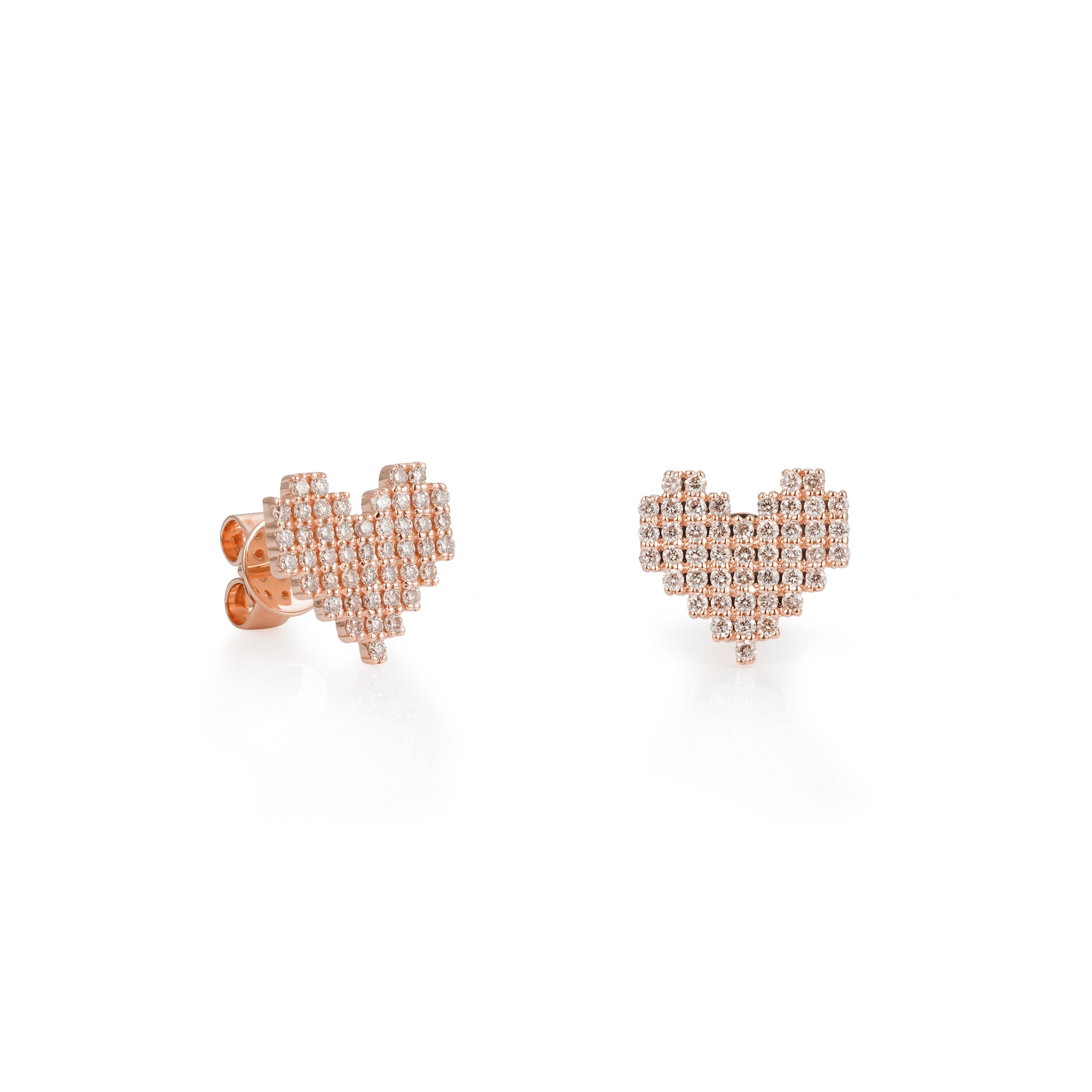 Pixel Heart Diamond Earrings