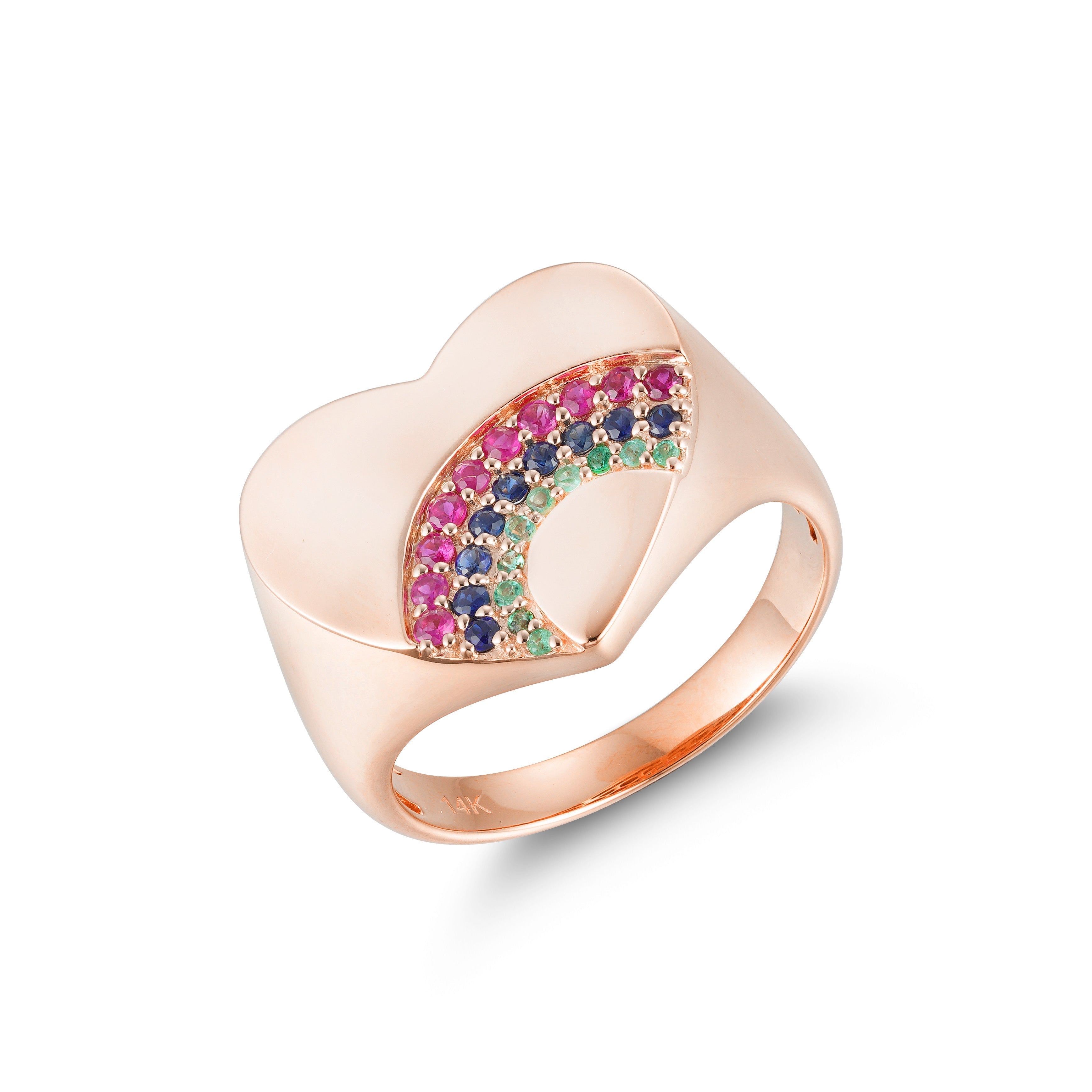 Rainbow Heart Signet Ring